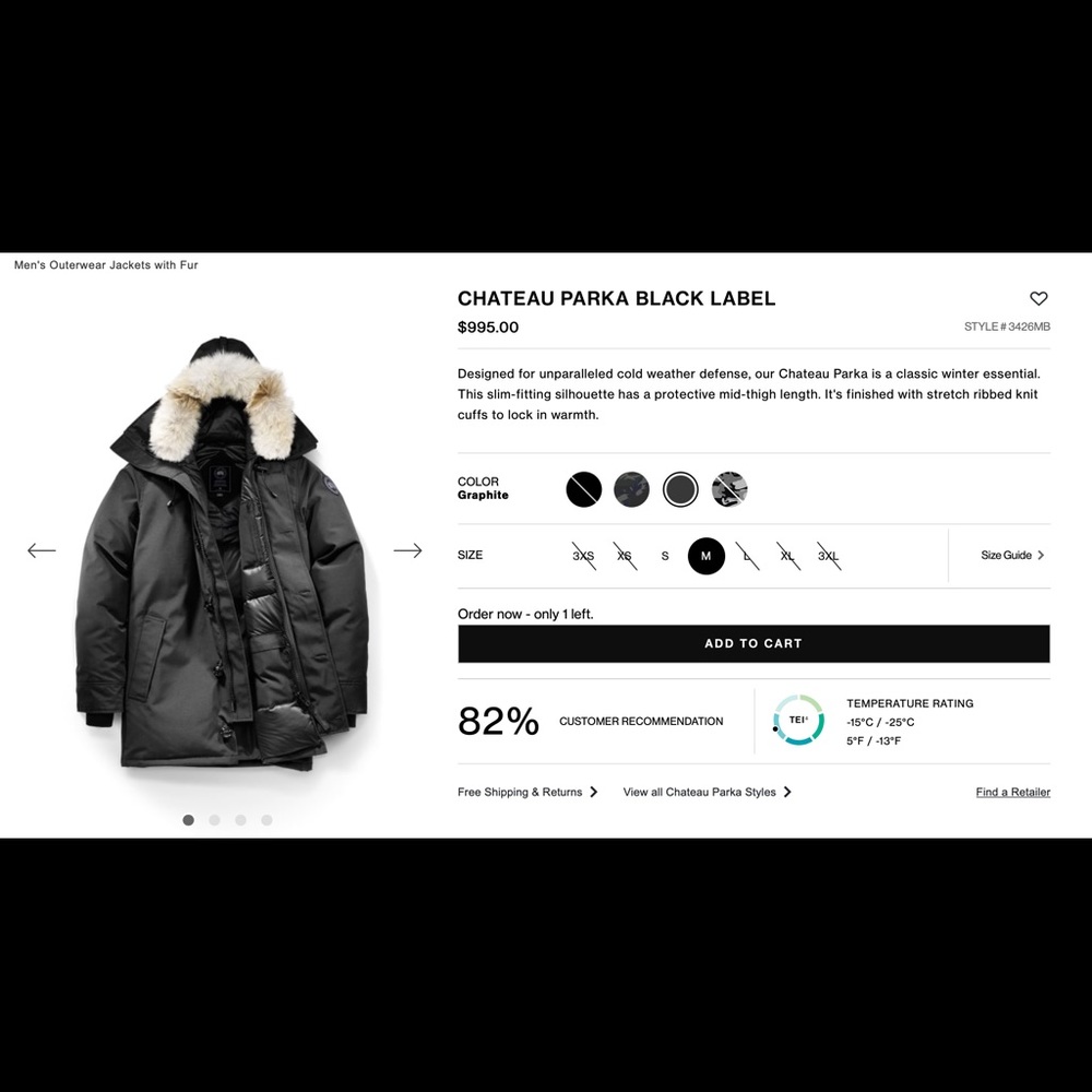 Canada Goose CHATEAU PARKA BLACK LABELD.